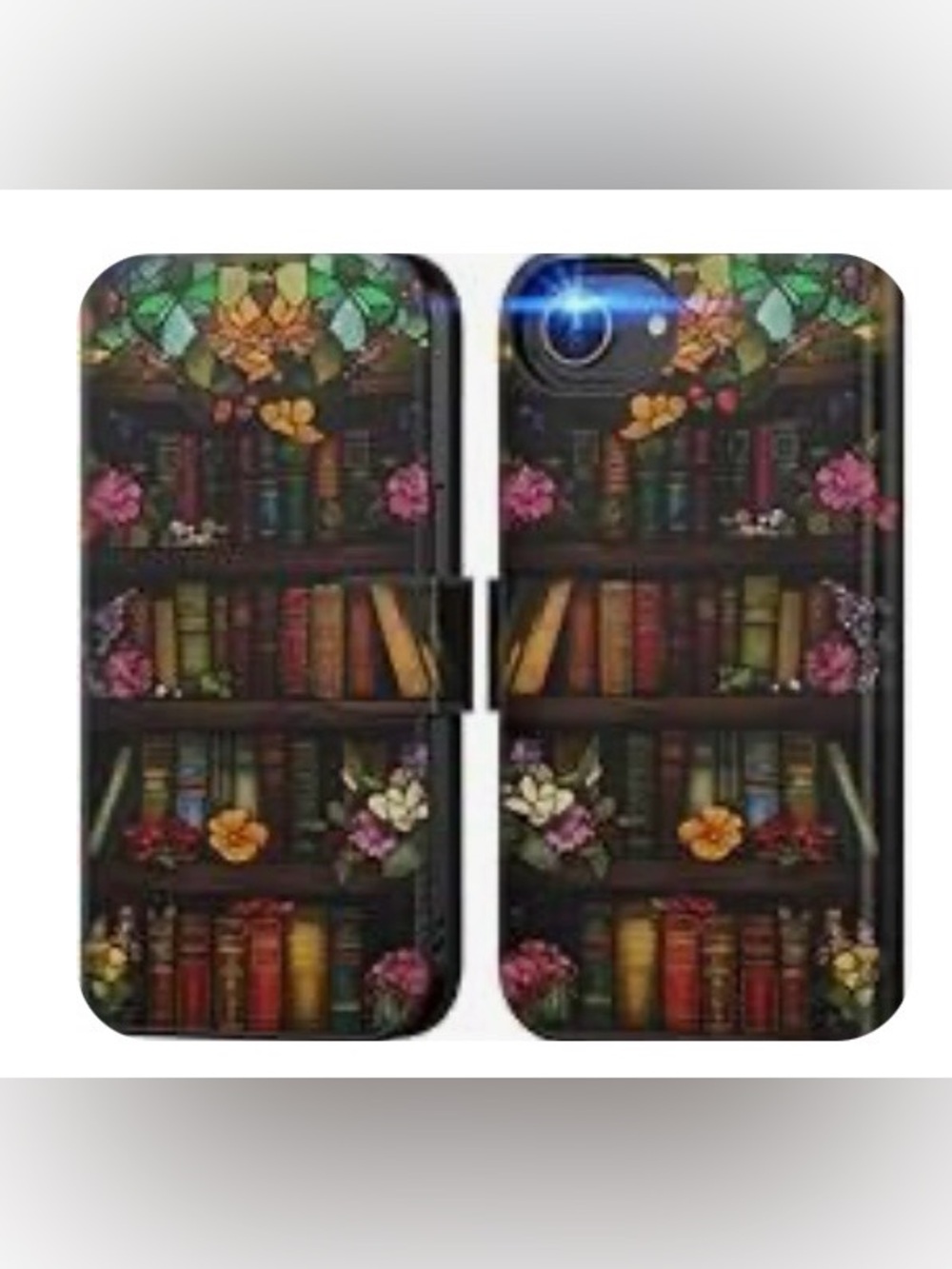 DEENAKIN iPhone 16e Wallet Case Card Holder  bookshelf & Floral Design NIB